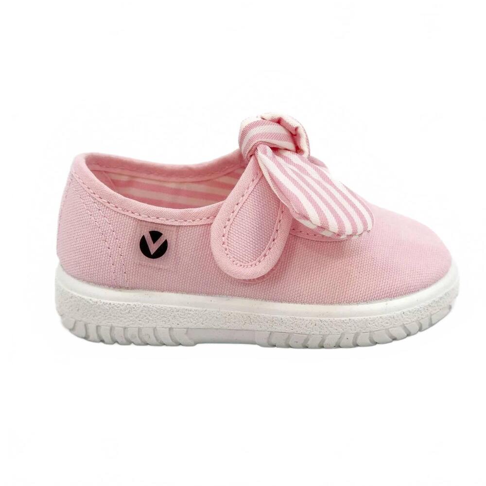NEW VICTORIA girls' slip on canvas bow shoes in pink